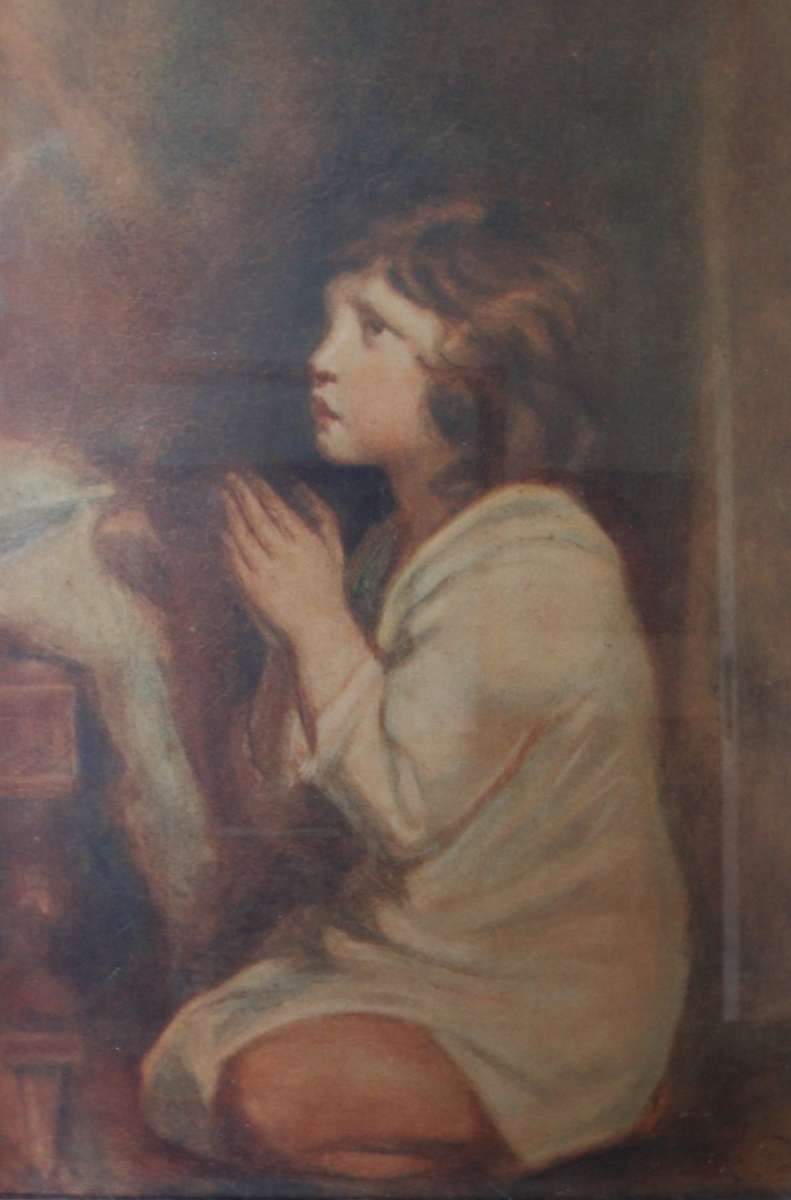 Beautiful vintage print of original, Infant Samuel At Prayer. Joshua Reynolds, National Gallery.
