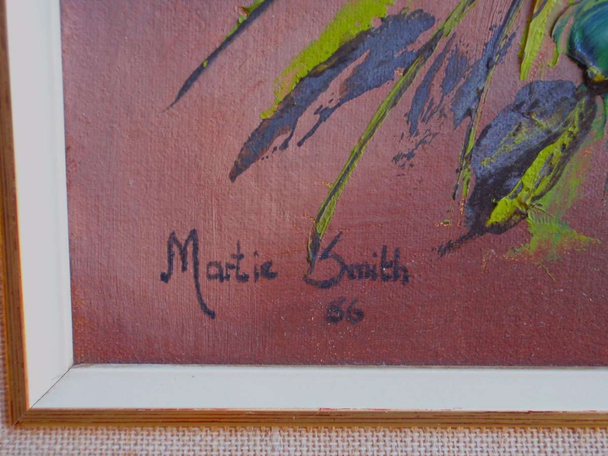 The most beautiful Cosmos study. Original oil  by Martie Smith, 1986. Well framed.