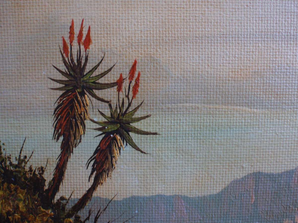 South African investment art Hentie Meyer. Listed artist Strauss & Co. Magnificent mountainscape.