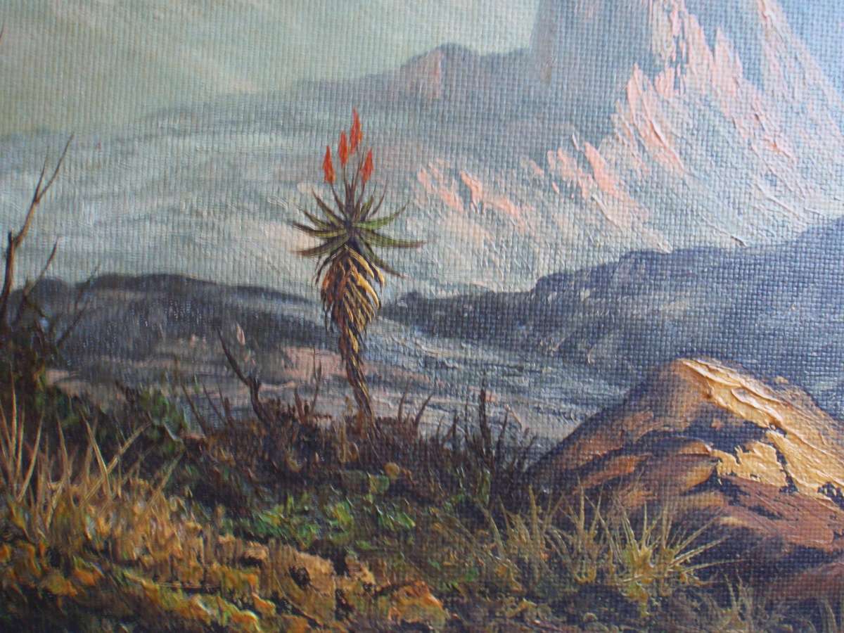 South African investment art Hentie Meyer. Listed artist Strauss & Co. Magnificent mountainscape.
