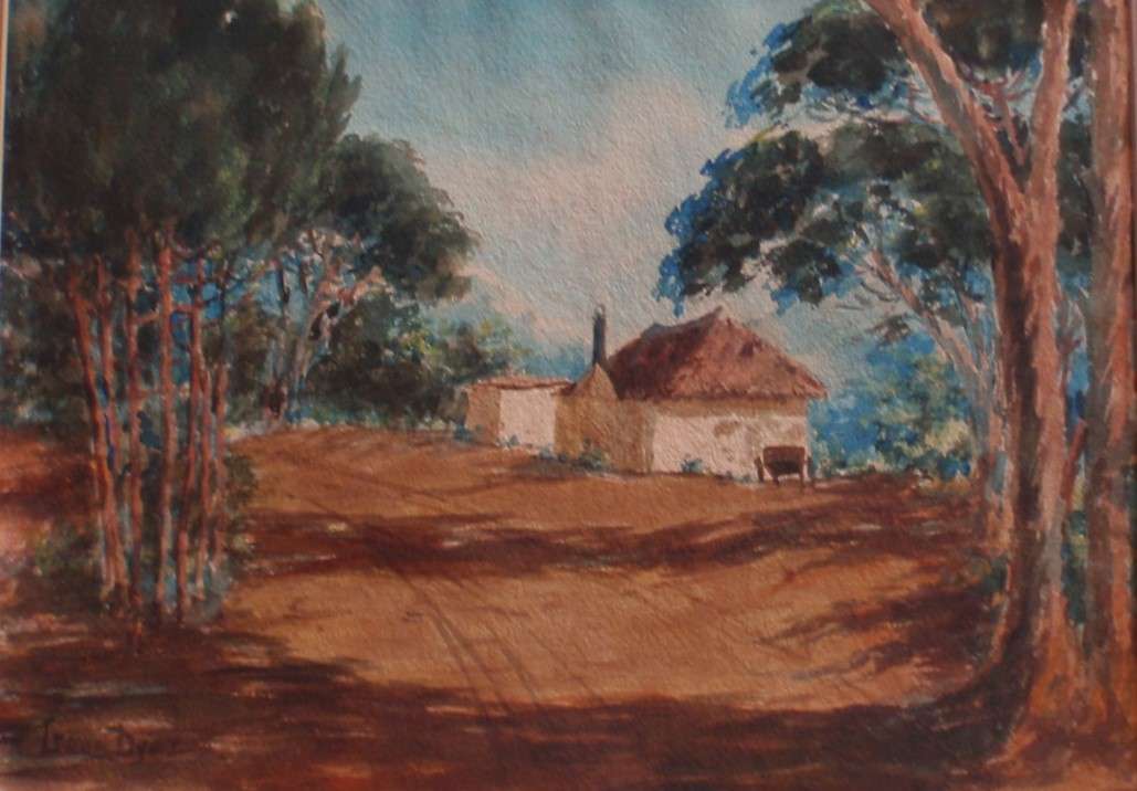 Vintage original by the late Irene Dyer 1890-1954. Farm House. Well executed watercolour.