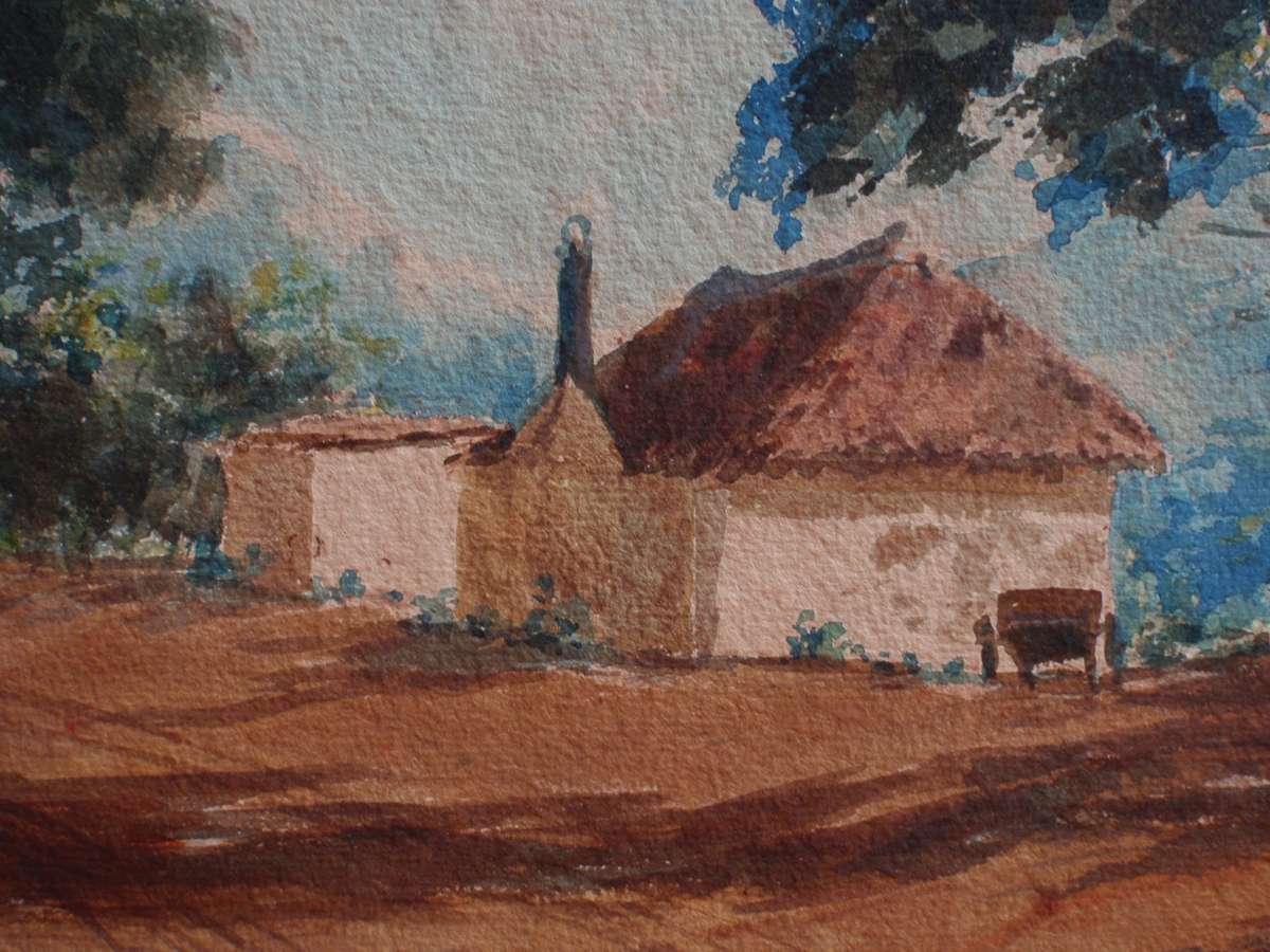 Vintage original by the late Irene Dyer 1890-1954. Farm House. Well executed watercolour.