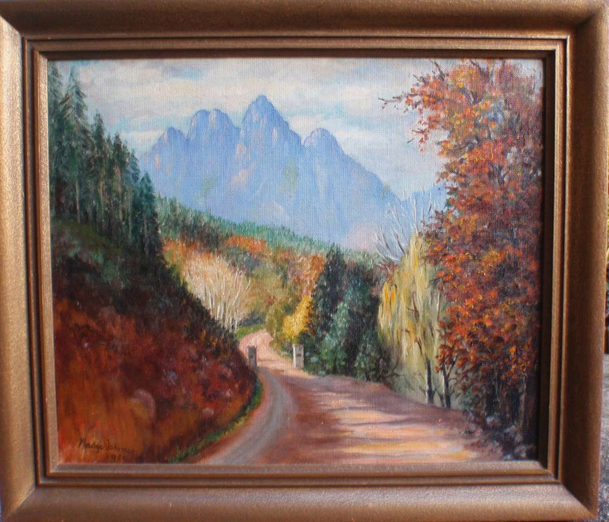 Spectacular original Madge Johnson oil painting. Signed and dated 1955. Statement piece of beauty.