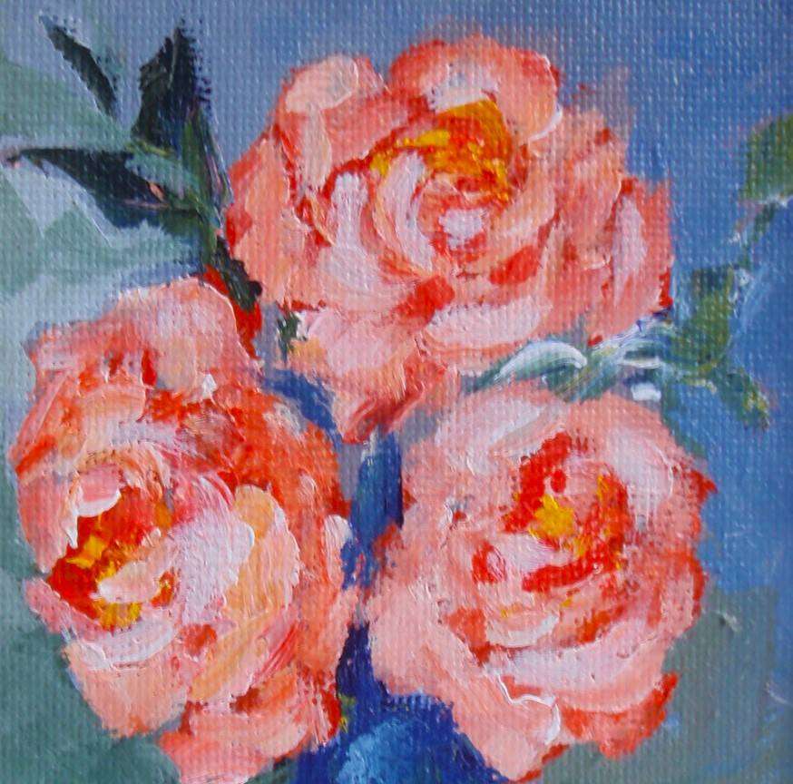 Miniature original painting in ornate gilded frame. Wall hanging.