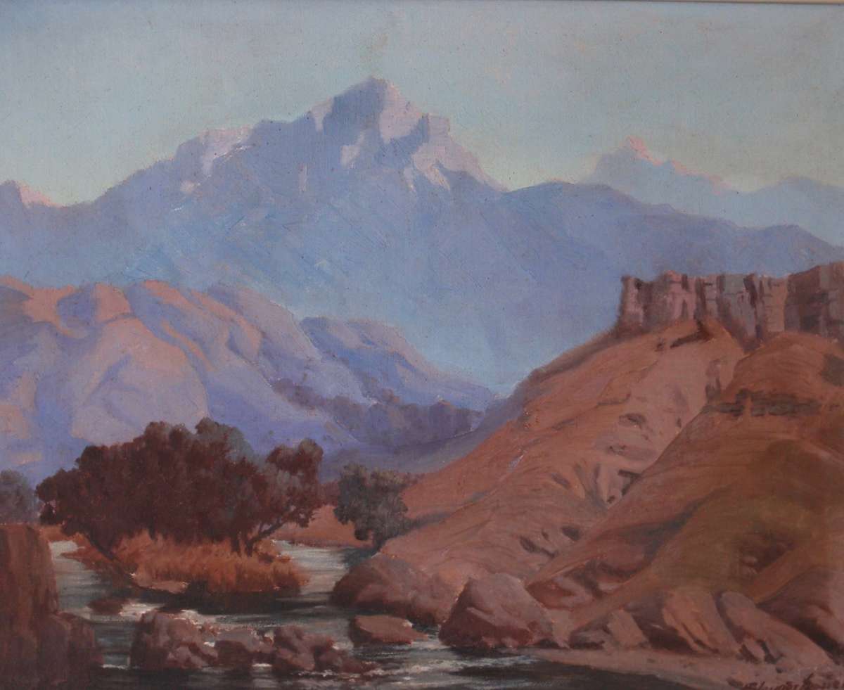 Original impressionist oil painting Mountain Stream. Impressive well executed piece signed by artist