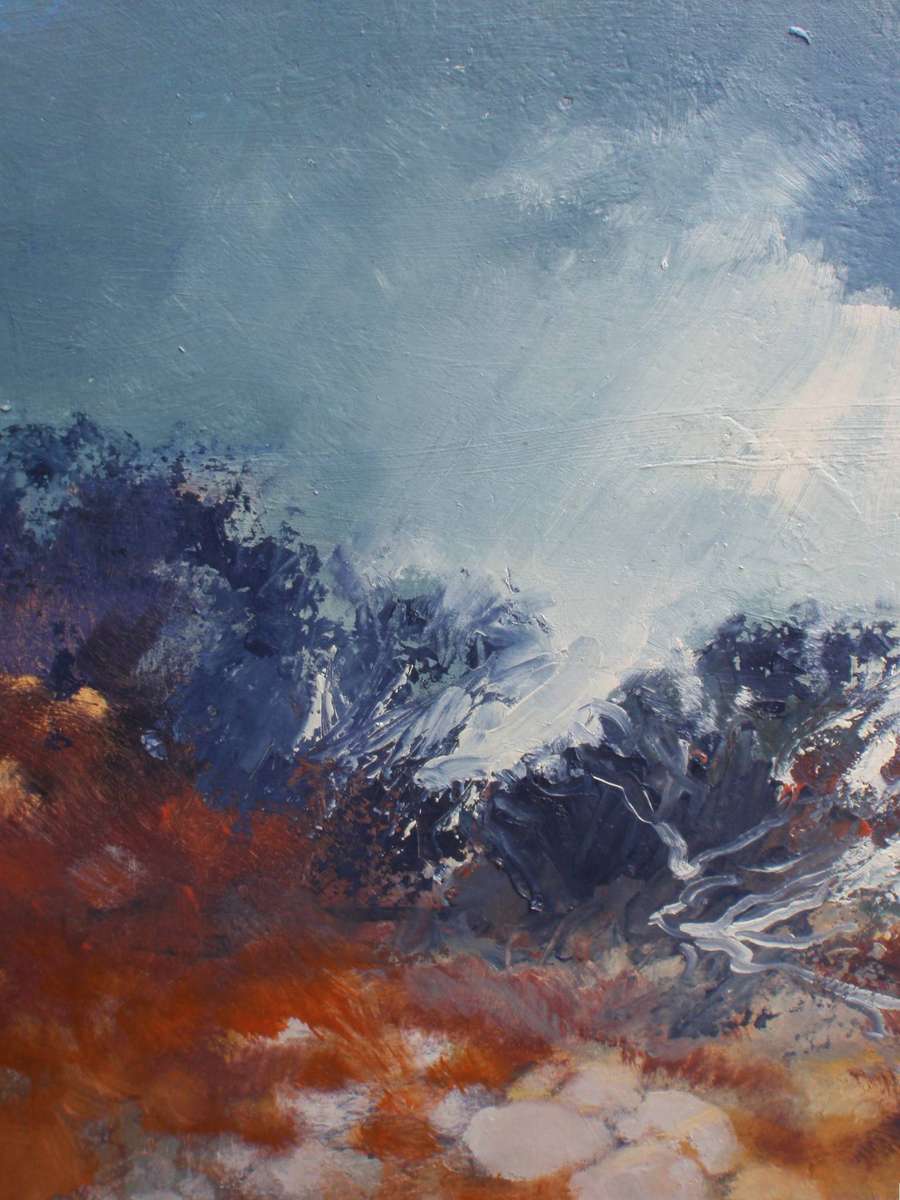 Stunning  impressionist landscape. October Skies. Wonderfully moody and evocative art.