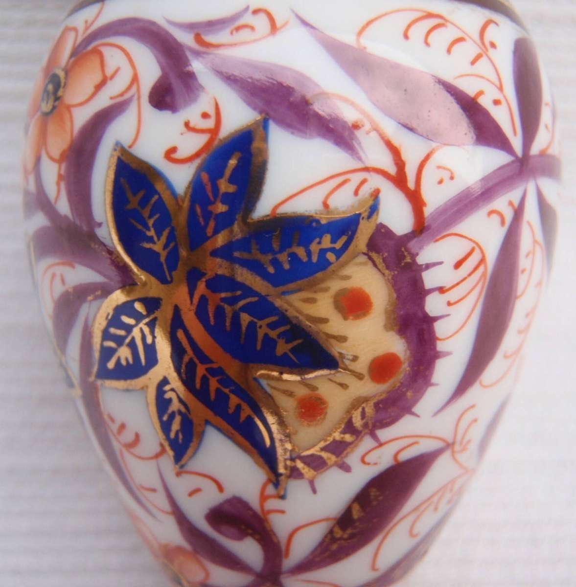 Antique perfume bottle - Charles May  circa 1887. Hand painted porcelain - hall marked silver lid.