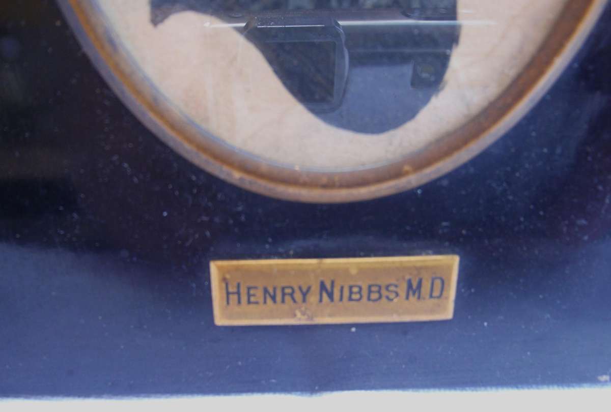 Antique Silhouette art circa 1825. Collectible Georgian art. Henry Nibbs MD Set in brass, name, ring
