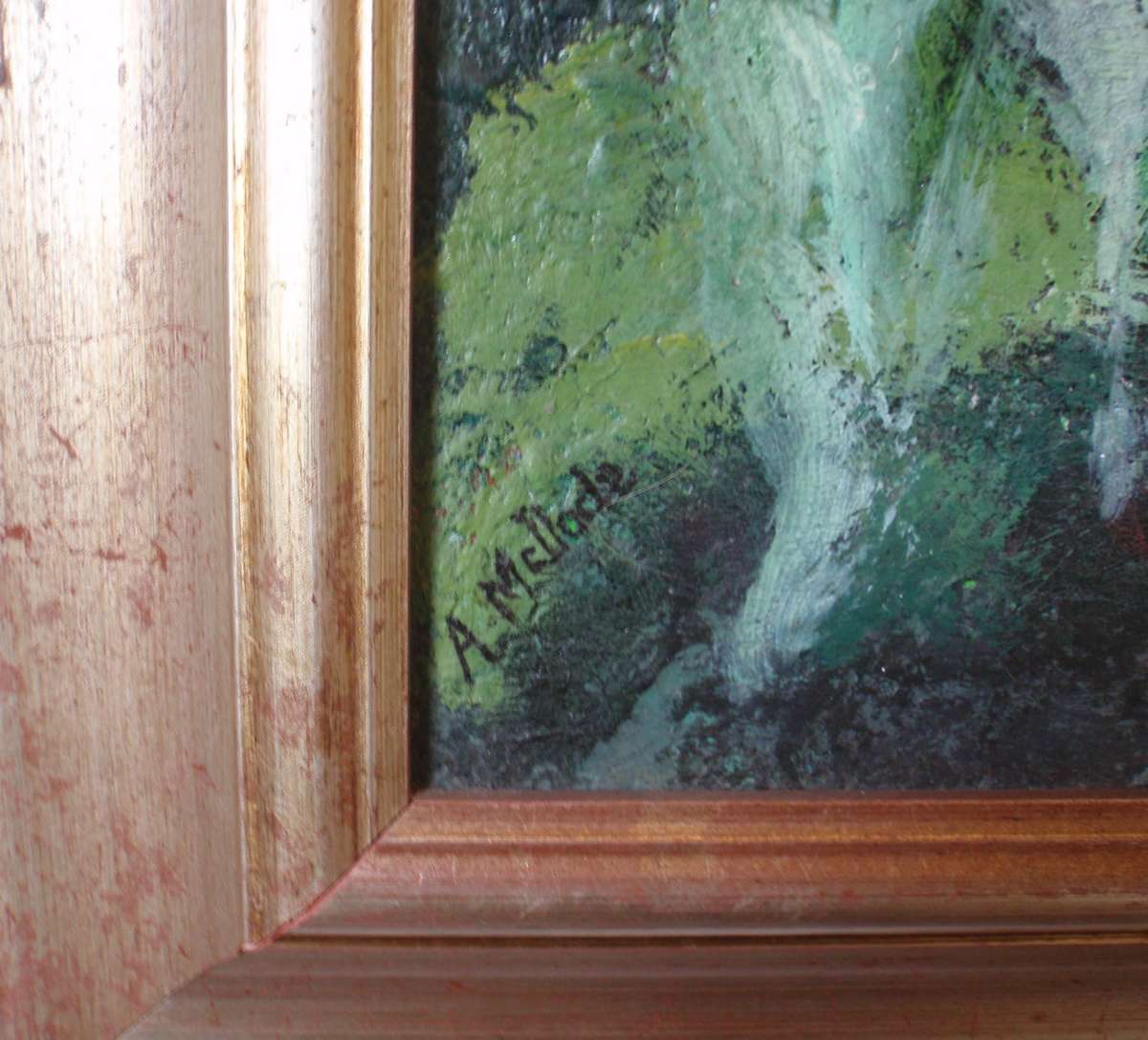 Stunning large original Arlene McDade. Thunbergia Grandiflora. Impressionist, botanical piece.