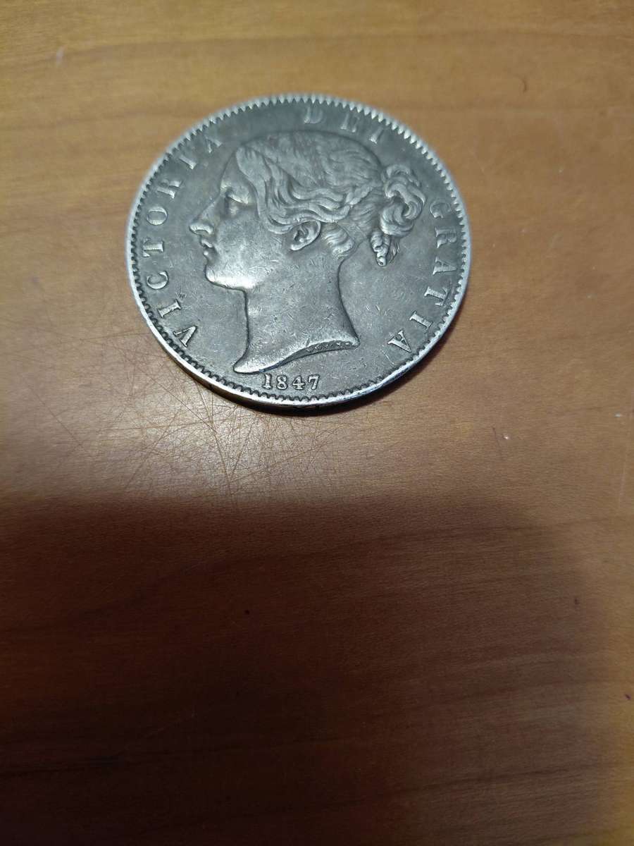 STUNNINGLY  TONED BRITISH SILVER 1847 CROWN HIGH DETAIL