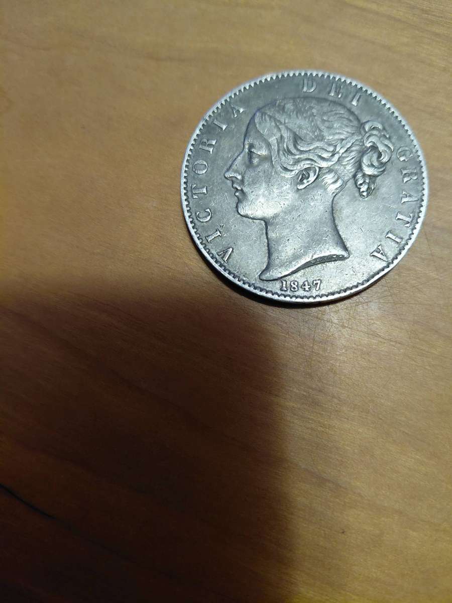 STUNNINGLY  TONED BRITISH SILVER 1847 CROWN HIGH DETAIL