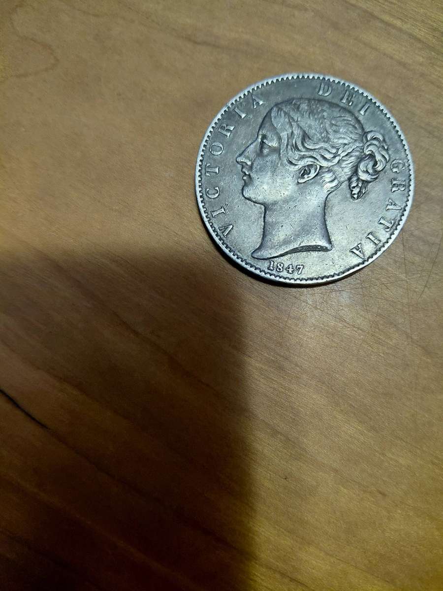 STUNNINGLY  TONED BRITISH SILVER 1847 CROWN HIGH DETAIL