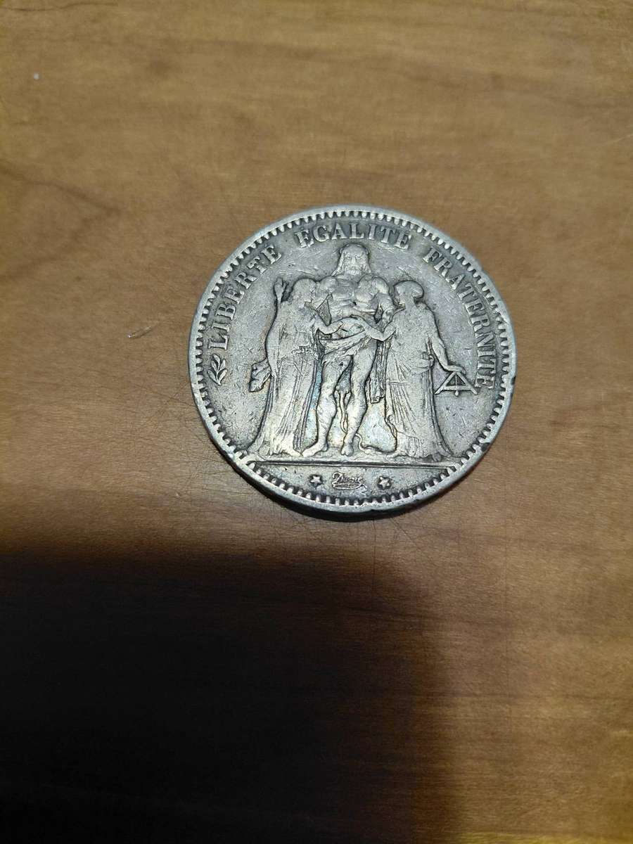 LARGE SILVER CROWN SIZE 1874 5 FRANCS FROM FRANCE