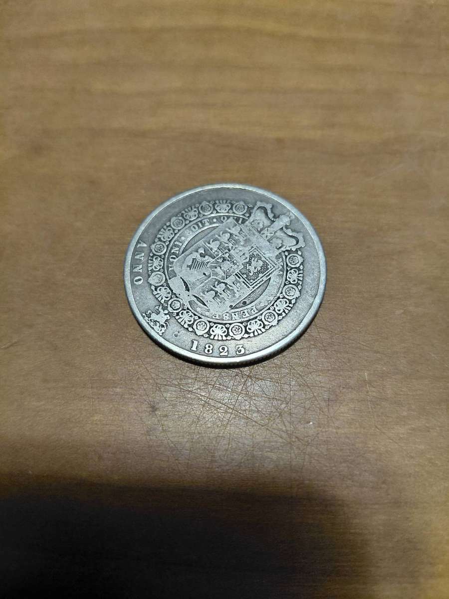 1823 silver  British half crown .Good detail.