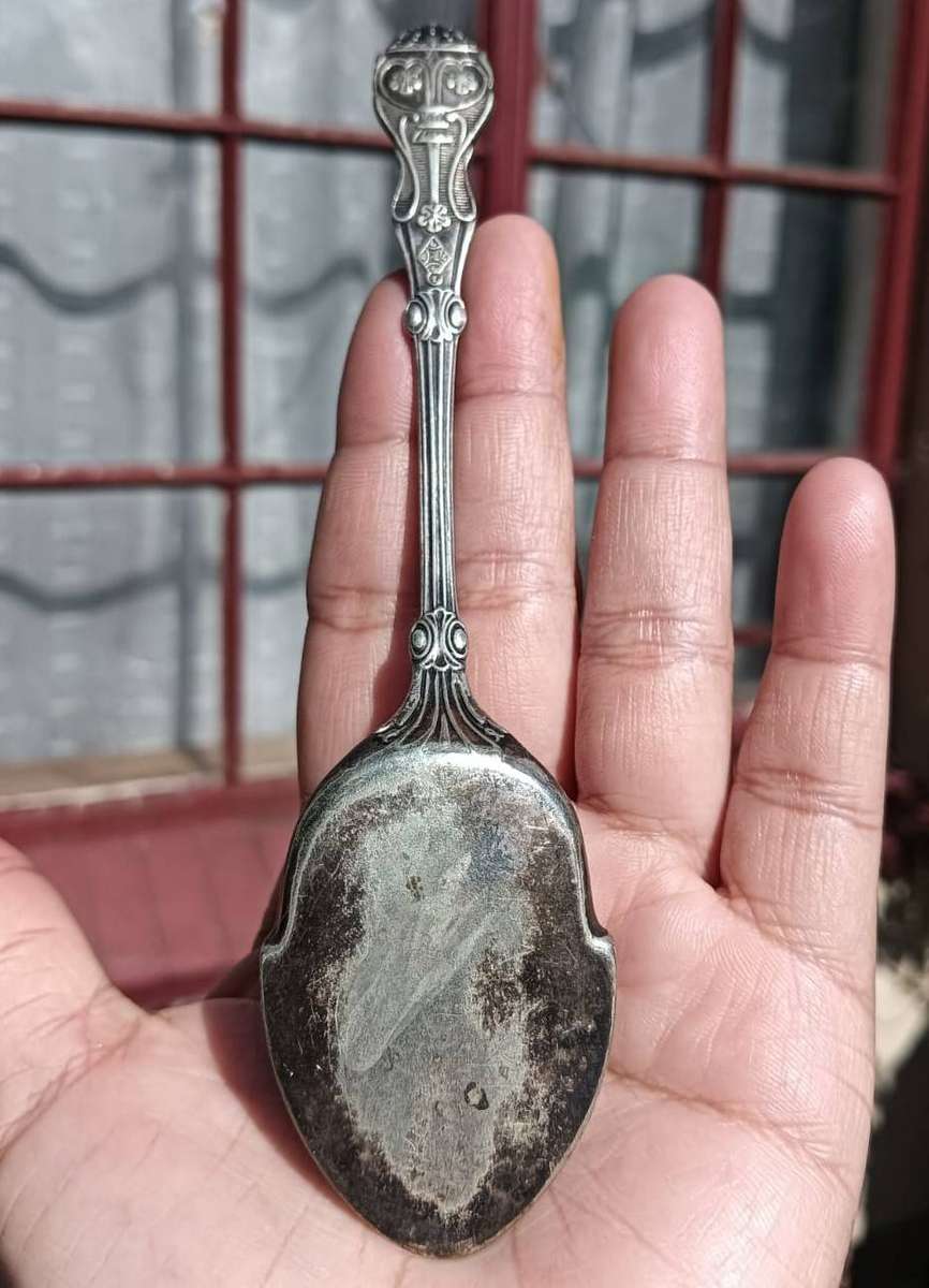 Antique Silverplated Jam Spoon with 1878 British Diamond Registration Mark