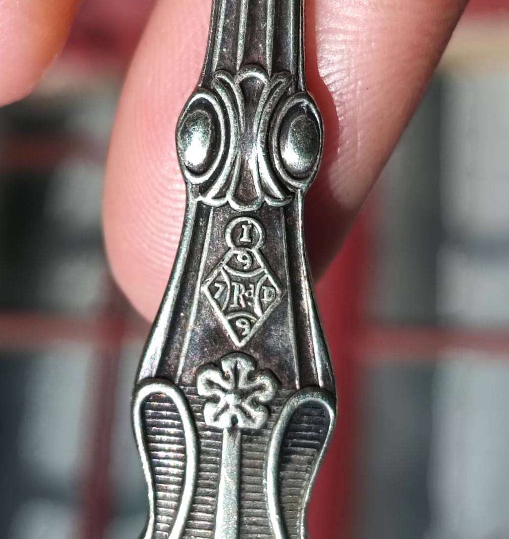 Antique Silverplated Jam Spoon with 1878 British Diamond Registration Mark