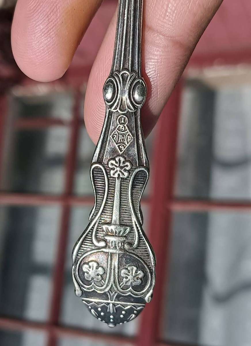 Antique Silverplated Jam Spoon with 1878 British Diamond Registration Mark