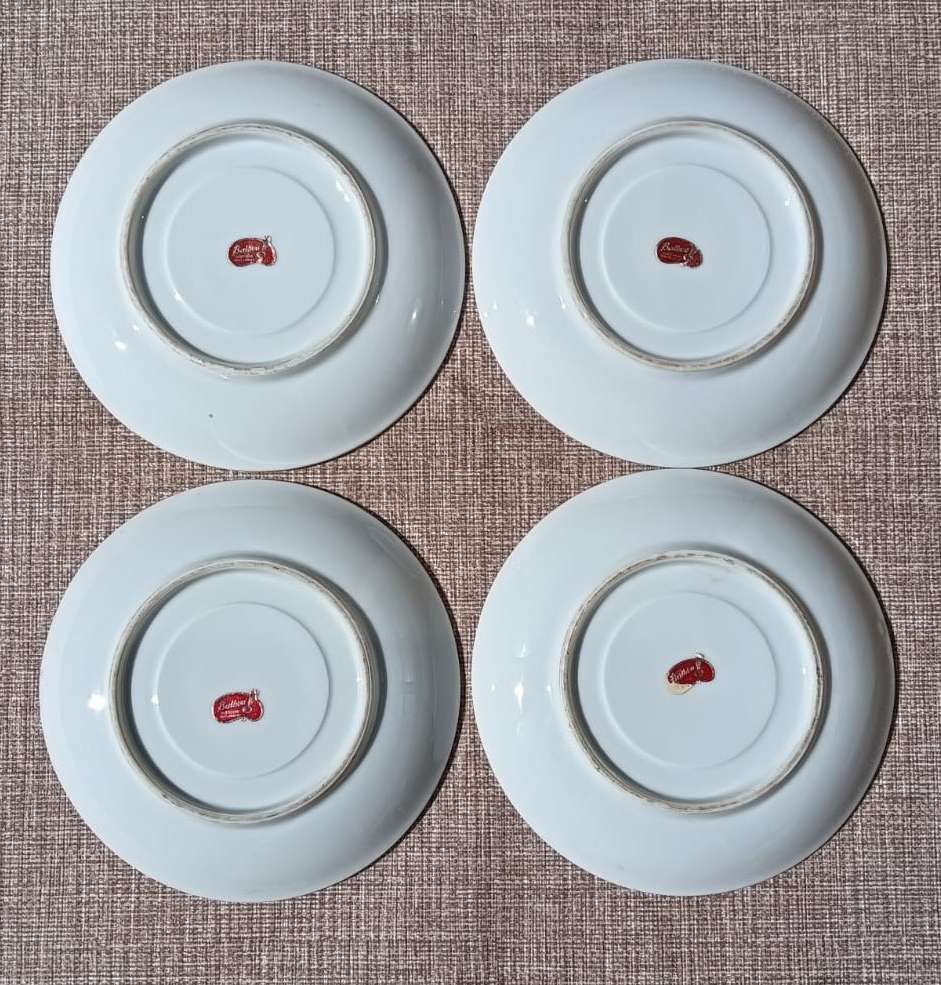 Four(4) Gold Gilded Porcelain Duos - Vintage Italian Balboa Fruit Design - Handmade and Hand Painted