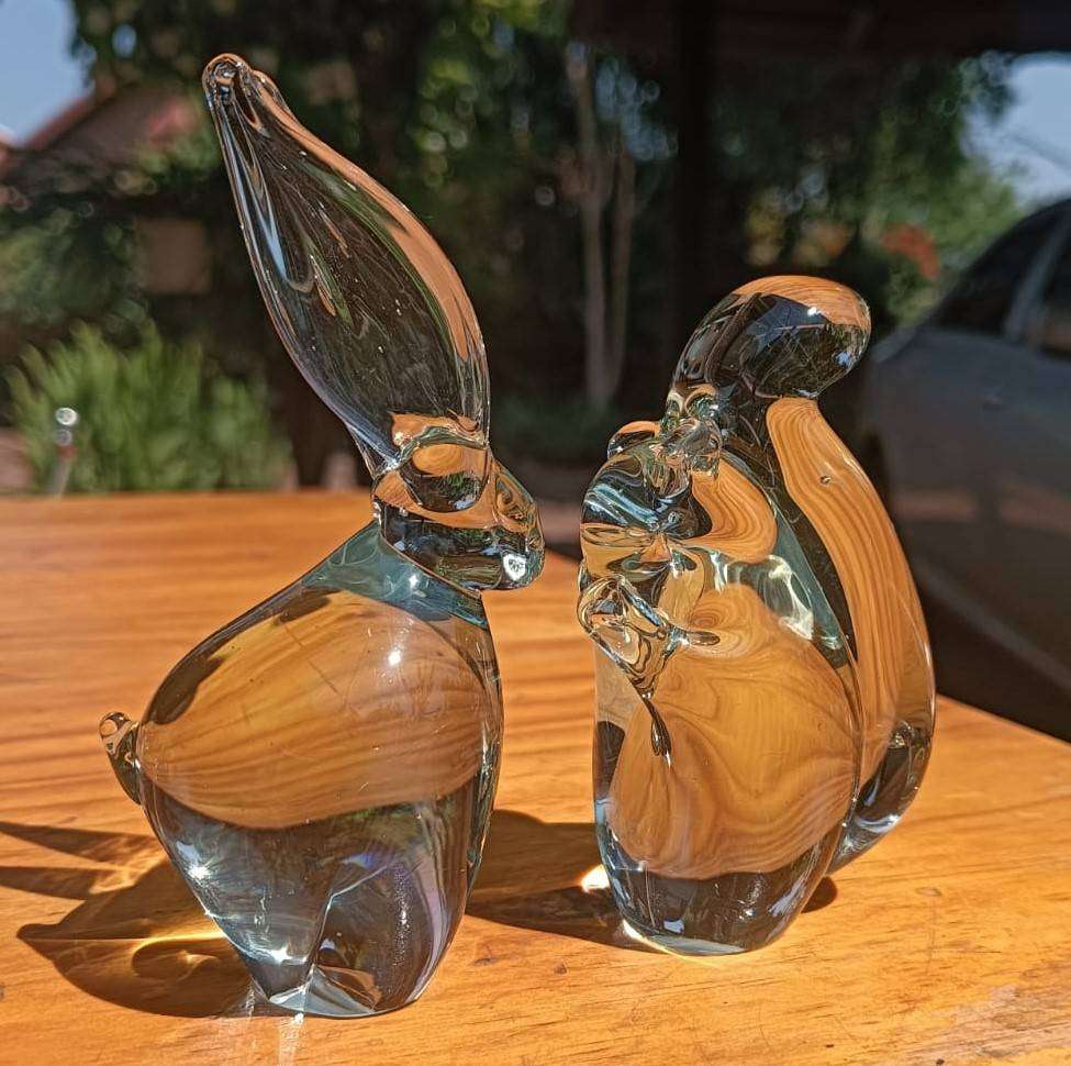 Large Group of 14 Ngwenya Glass Animals: Uncommon Rabbit, Whale, Squirrel, Pengiun, Crocodile etc