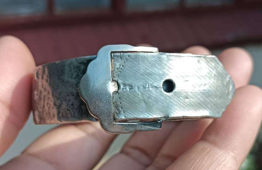 Vintage Belt Buckle Shaped Metal Bracelet 50mm to Max 55mm Diameter