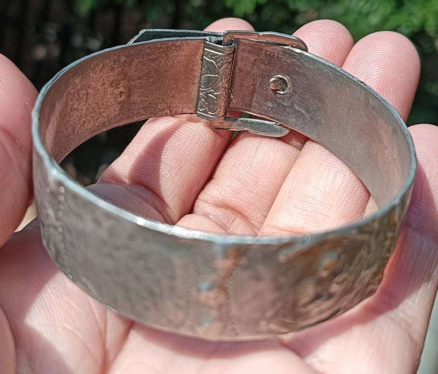 Vintage Belt Buckle Shaped Metal Bracelet 50mm to Max 55mm Diameter