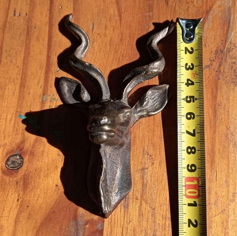 Solid Brass Kudu Head with Spiralling Horns 12.5cm High 274G