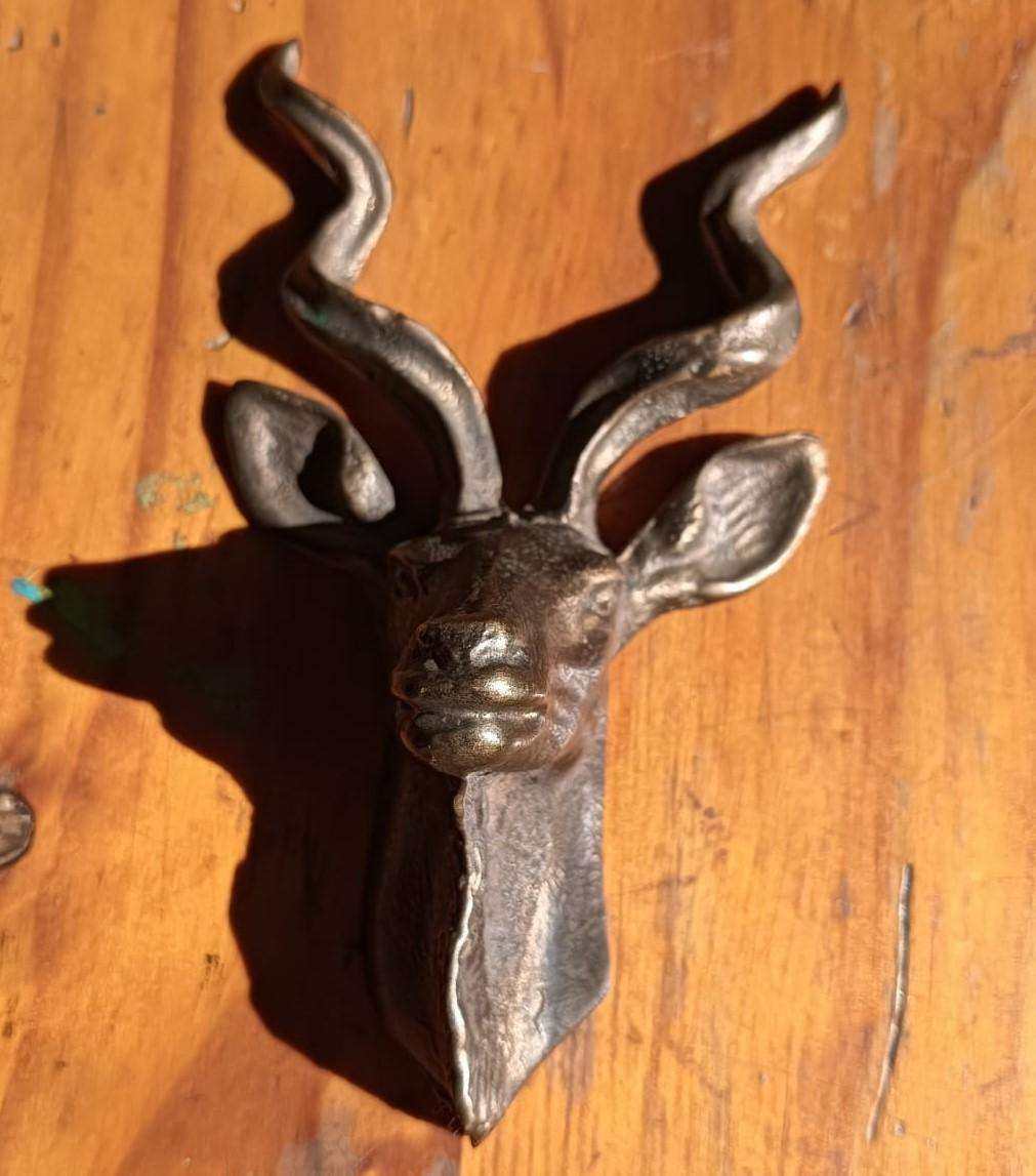 Solid Brass Kudu Head with Spiralling Horns 12.5cm High 274G