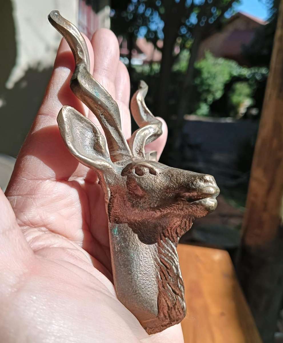 Solid Brass Kudu Head with Spiralling Horns 12.5cm High 274G