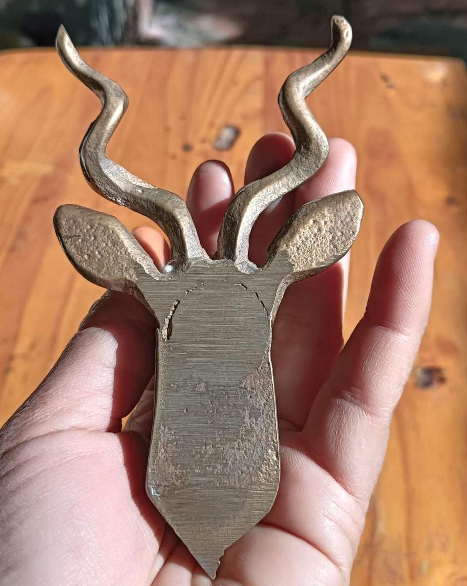 Solid Brass Kudu Head with Spiralling Horns 12.5cm High 274G