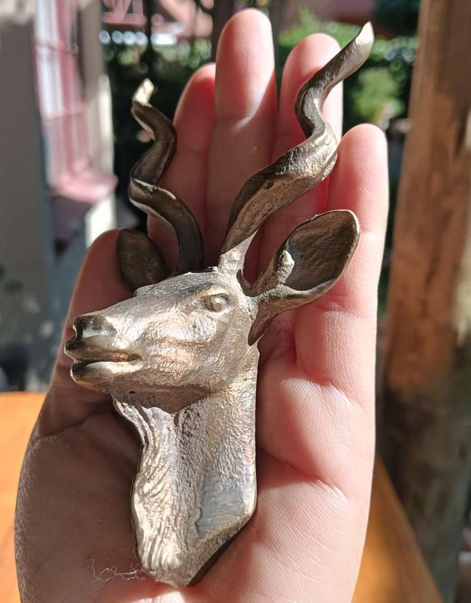 Solid Brass Kudu Head with Spiralling Horns 12.5cm High 274G