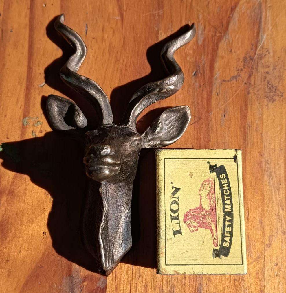 Solid Brass Kudu Head with Spiralling Horns 12.5cm High 274G