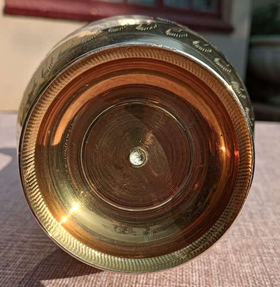 Beautiful Brass Vase with Engraved Floral Design 22cm High