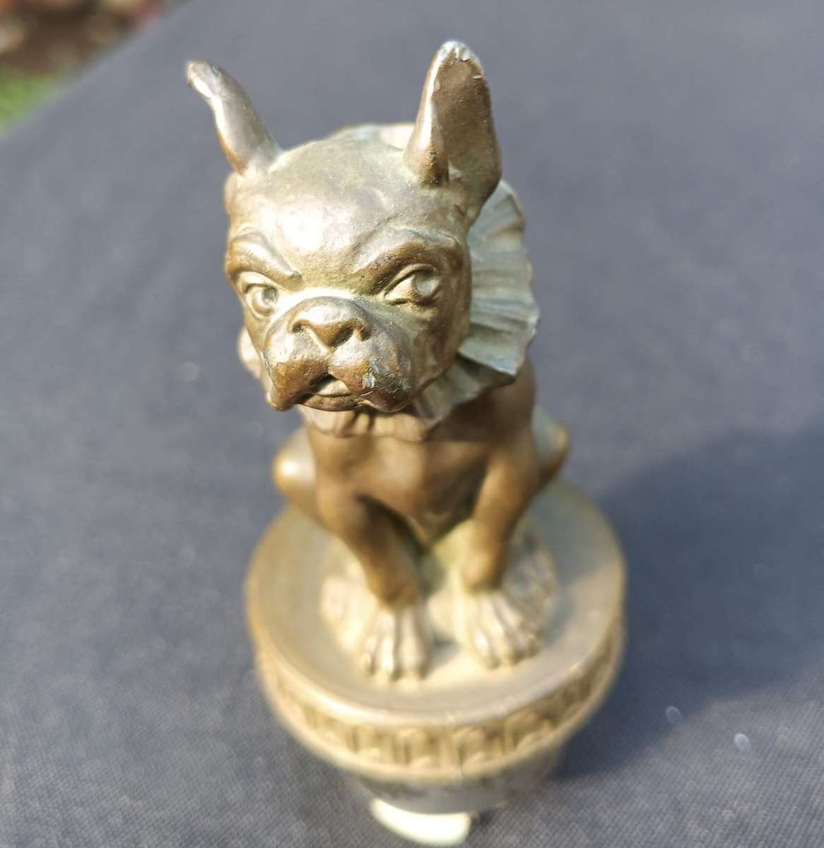 Vintage Brass French Bulldog Mascot Radiator Cap? Hood Ornament?