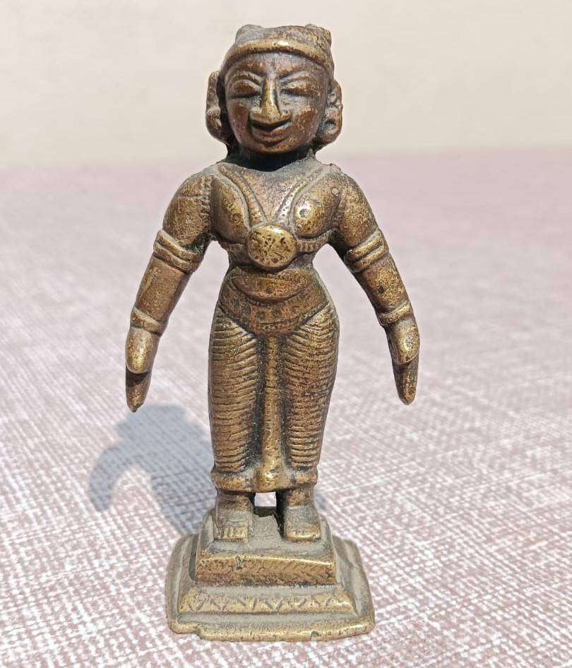 Vintage 19 Cen Small Indian Deity Jain Saint Tirthankara Cast Bronze Statue