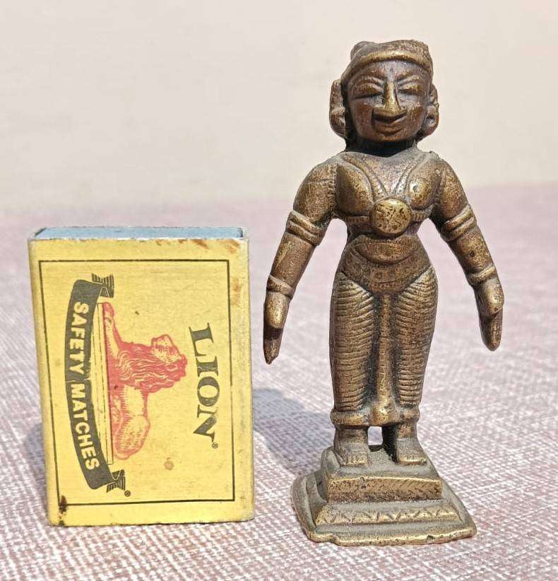 Vintage 19 Cen Small Indian Deity Jain Saint Tirthankara Cast Bronze Statue