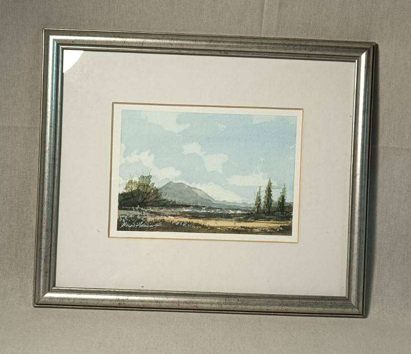 Lovely Bryan Adnams (British Born SA Artist) Watercolour Mountain Landscape Frame 30cm W 25cm H