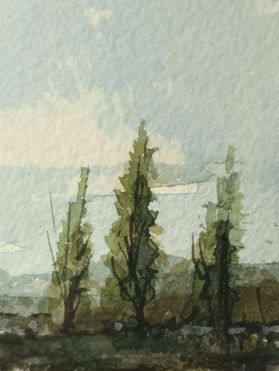 Lovely Bryan Adnams (British Born SA Artist) Watercolour Mountain Landscape Frame 30cm W 25cm H