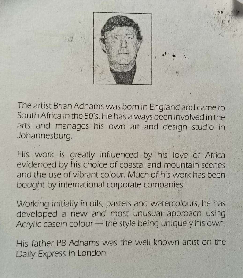 Lovely Bryan Adnams (British Born SA Artist) Watercolour Mountain Landscape Frame 30cm W 25cm H