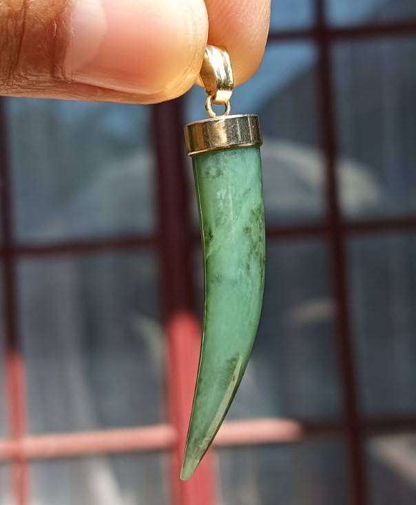 Translucent Canadian Nephrite Jade Talon / Tusk / Birds Claw Pendant