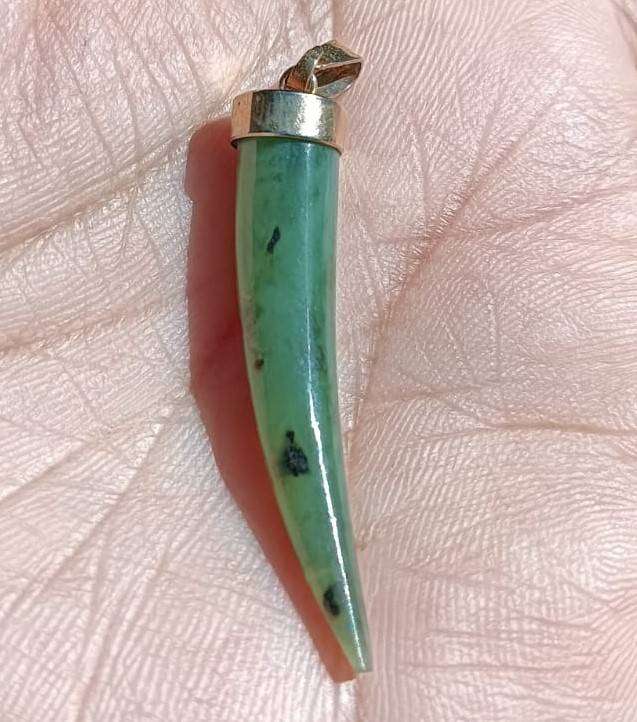 Translucent Canadian Nephrite Jade Talon / Tusk / Birds Claw Pendant