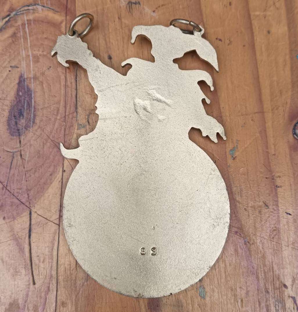 German Enameled Red-White Carnaval Badge from 1958