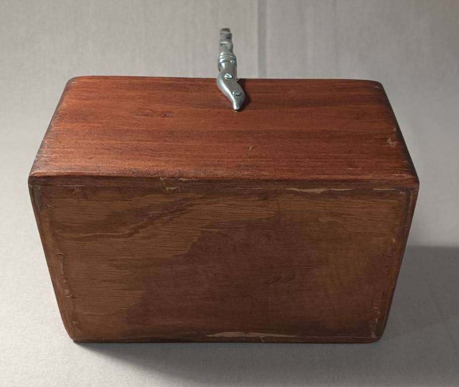 Carrol Boyes (SA 1954-2019) Early Design Pewter and Wood Cutlery Holder with Wave Designer Handle