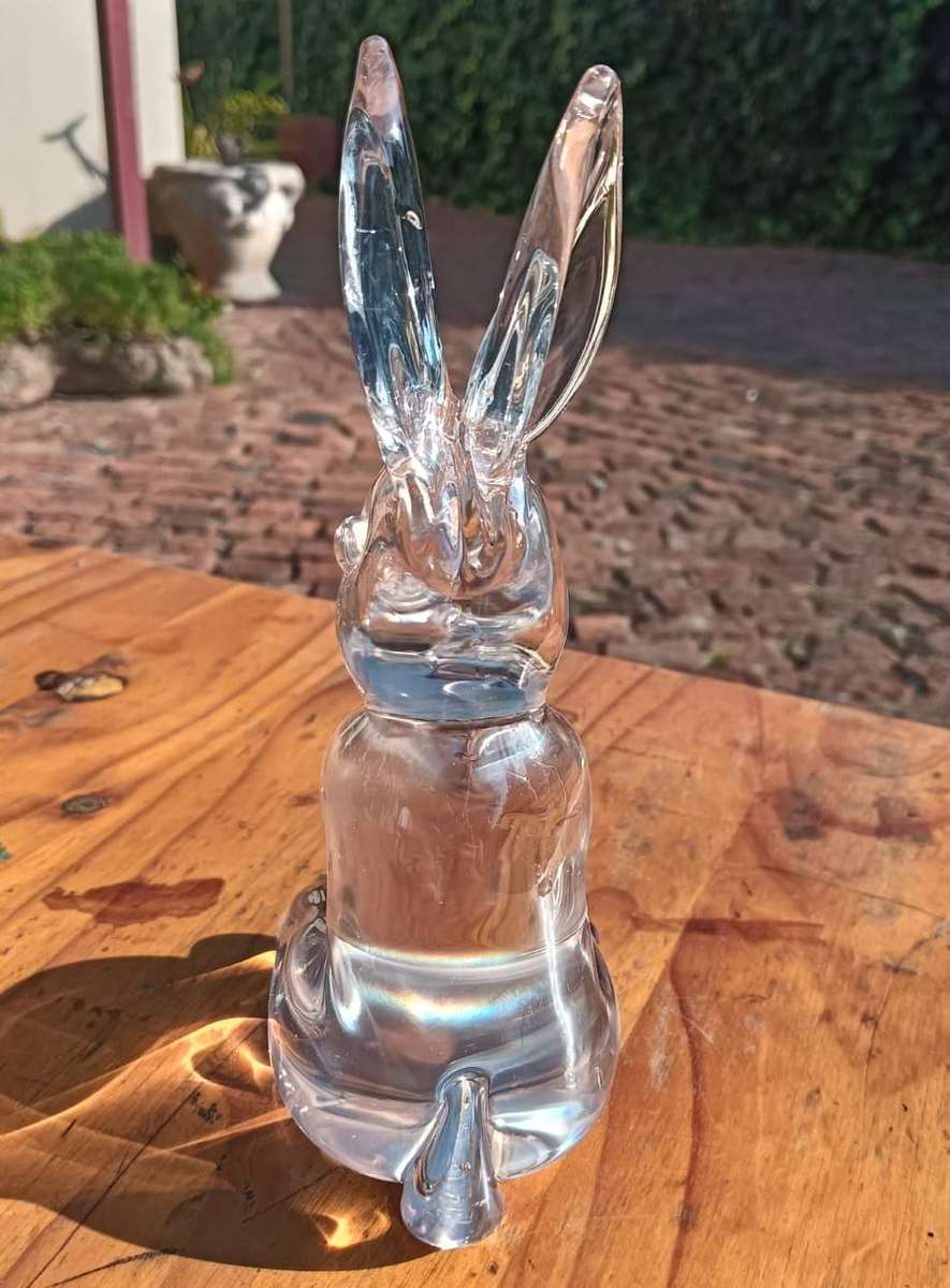 Cute Clear Art Glass Rabbit Figurine - Large 18cm High