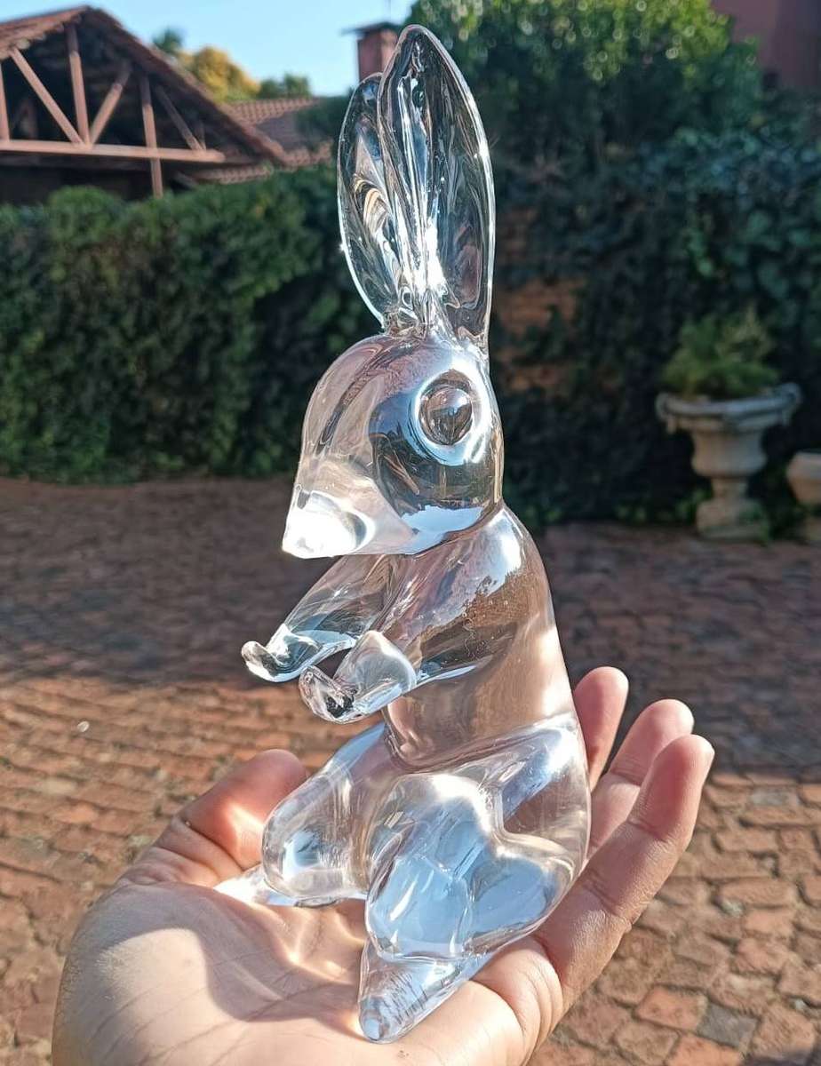Cute Clear Art Glass Rabbit Figurine - Large 18cm High