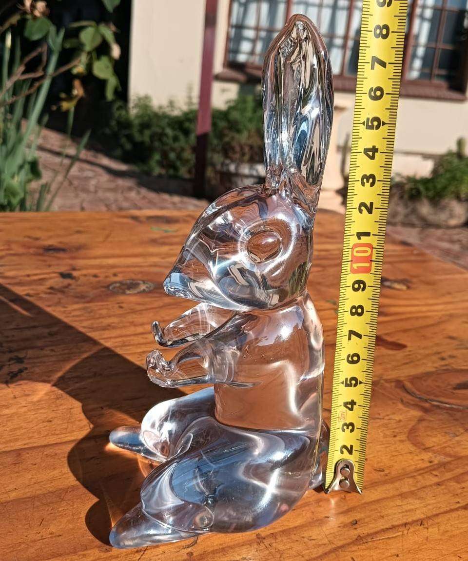 Cute Clear Art Glass Rabbit Figurine - Large 18cm High