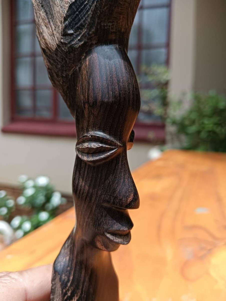 Hand Carved Ebony Wood Sculpture Makonde Tribe Tanzania 23cm High