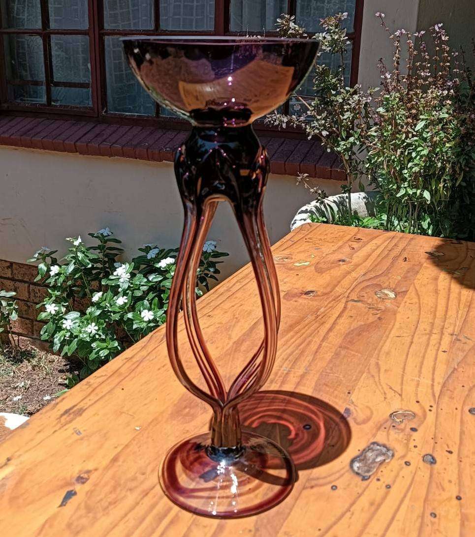 Hand Blown Makora Art Glass Spider / Octupus Bowl from Krosno Glassworks in Poland