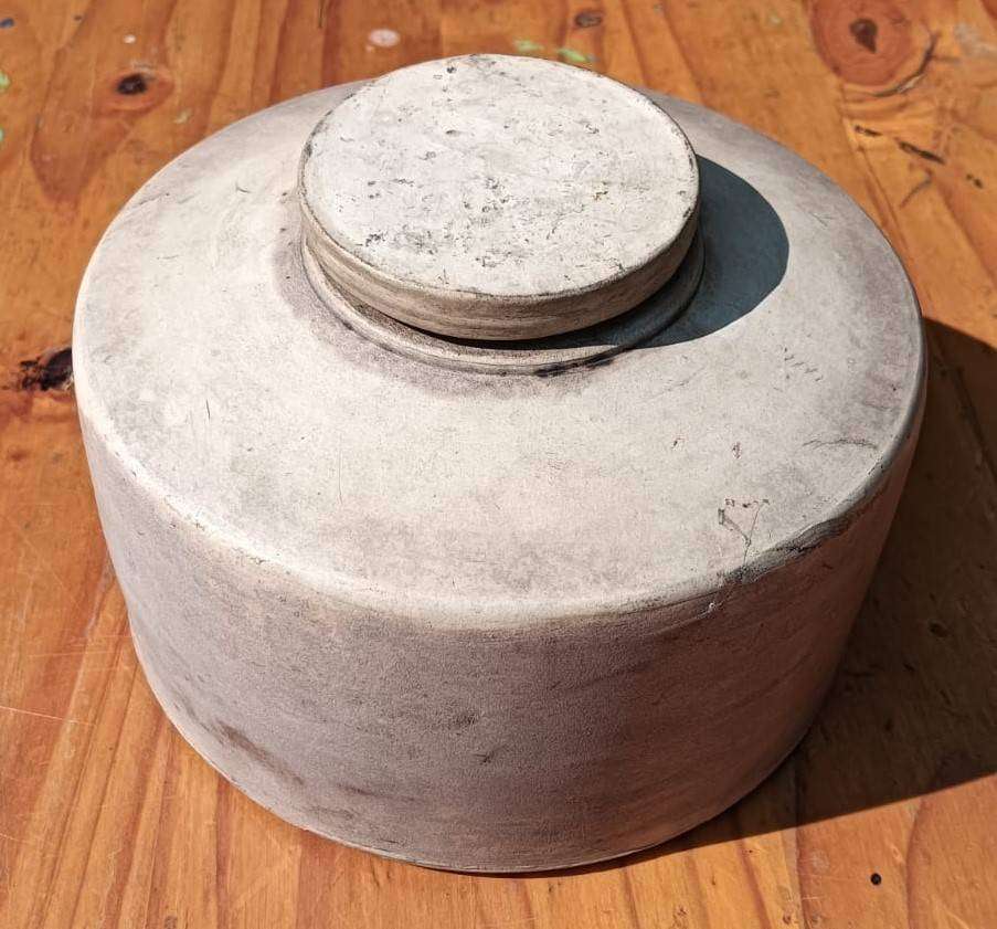 Antique Mid 1800s Stoneware Container with Rarely Seen Grooved Screw On Stoneware Lid