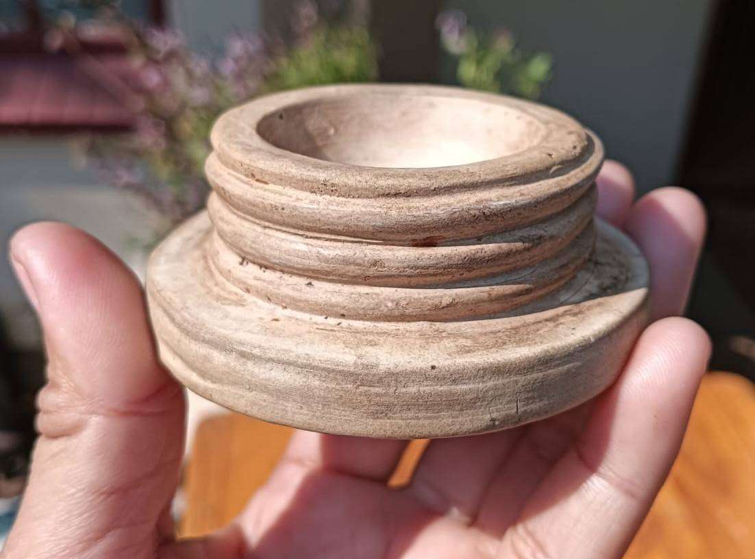 Antique Mid 1800s Stoneware Container with Rarely Seen Grooved Screw On Stoneware Lid