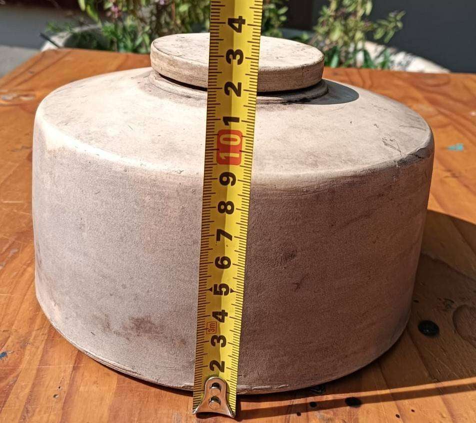 Antique Mid 1800s Stoneware Container with Rarely Seen Grooved Screw On Stoneware Lid